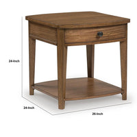 Buckly End Table, Drawer and Lower Shelf, Brown Eucalyptus-Rubberwood 26 Inch