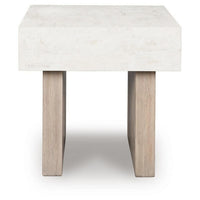 Laina Modern Square Side End Table with Faux Cement Top, Gray Wood 26 Inch