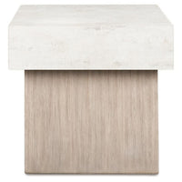 Laina Modern Square Side End Table with Faux Cement Top, Gray Wood 26 Inch
