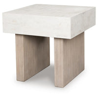 Laina Modern Square Side End Table with Faux Cement Top, Gray Wood 26 Inch