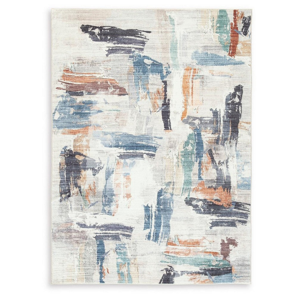 Hessy Abstract Large Area Rug with Brushstroke Pattern, Multicolor 8x10
