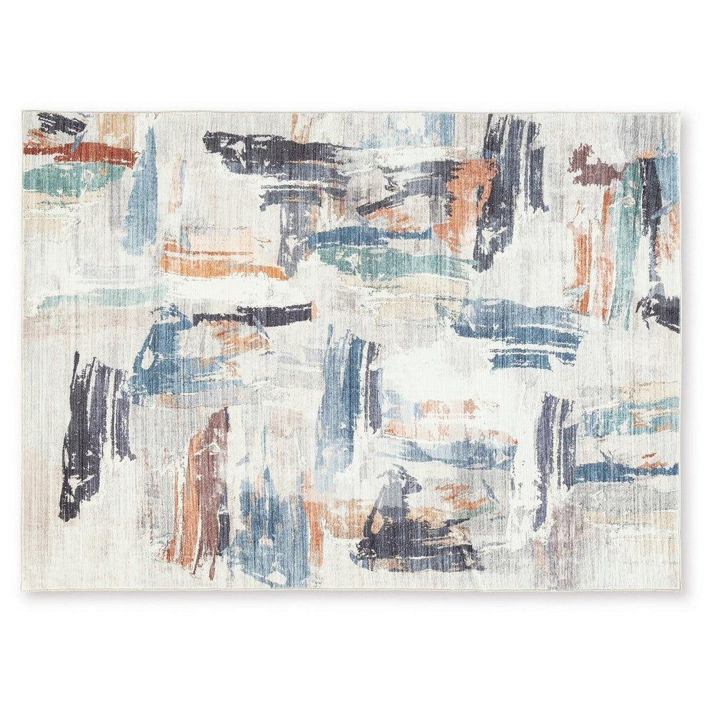 Hessy Abstract Large Area Rug with Brushstroke Pattern, Multicolor 8x10