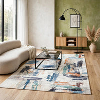 Hessy Abstract Large Area Rug with Brushstroke Pattern, Multicolor 8x10