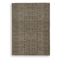 Amina Hand-Tufted Medium Rug, Ivory Geometric-Medallion Motifs, Brown Wool 5x7
