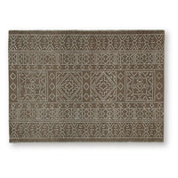 Amina Hand-Tufted Medium Rug, Ivory Geometric-Medallion Motifs, Brown Wool 5x7