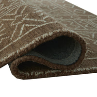 Amina Hand-Tufted Medium Rug, Ivory Geometric-Medallion Motifs, Brown Wool 5x7