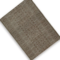 Amina Hand-Tufted Medium Rug, Ivory Geometric-Medallion Motifs, Brown Wool 5x7