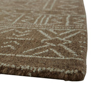 Amina Hand-Tufted Medium Rug, Ivory Geometric-Medallion Motifs, Brown Wool 5x7