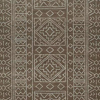 Amina Hand-Tufted Medium Rug, Ivory Geometric-Medallion Motifs, Brown Wool 5x7