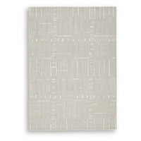 Berty Hand-Tufted Medium Area Rug, Abstract Stripes, Tan, Ivory Wool 5x7