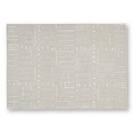 Berty Hand-Tufted Medium Area Rug, Abstract Stripes, Tan, Ivory Wool 5x7