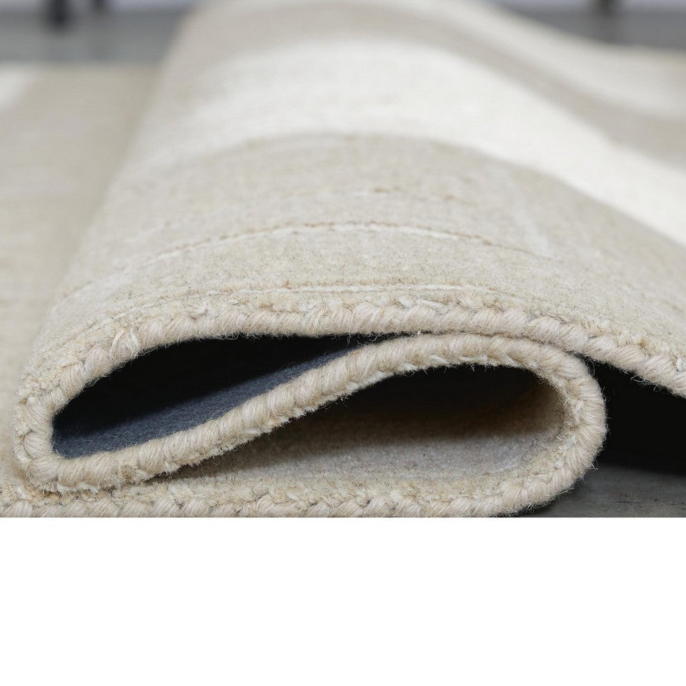 Berty Hand-Tufted Medium Area Rug, Abstract Stripes, Tan, Ivory Wool 5x7
