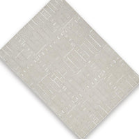 Berty Hand-Tufted Medium Area Rug, Abstract Stripes, Tan, Ivory Wool 5x7