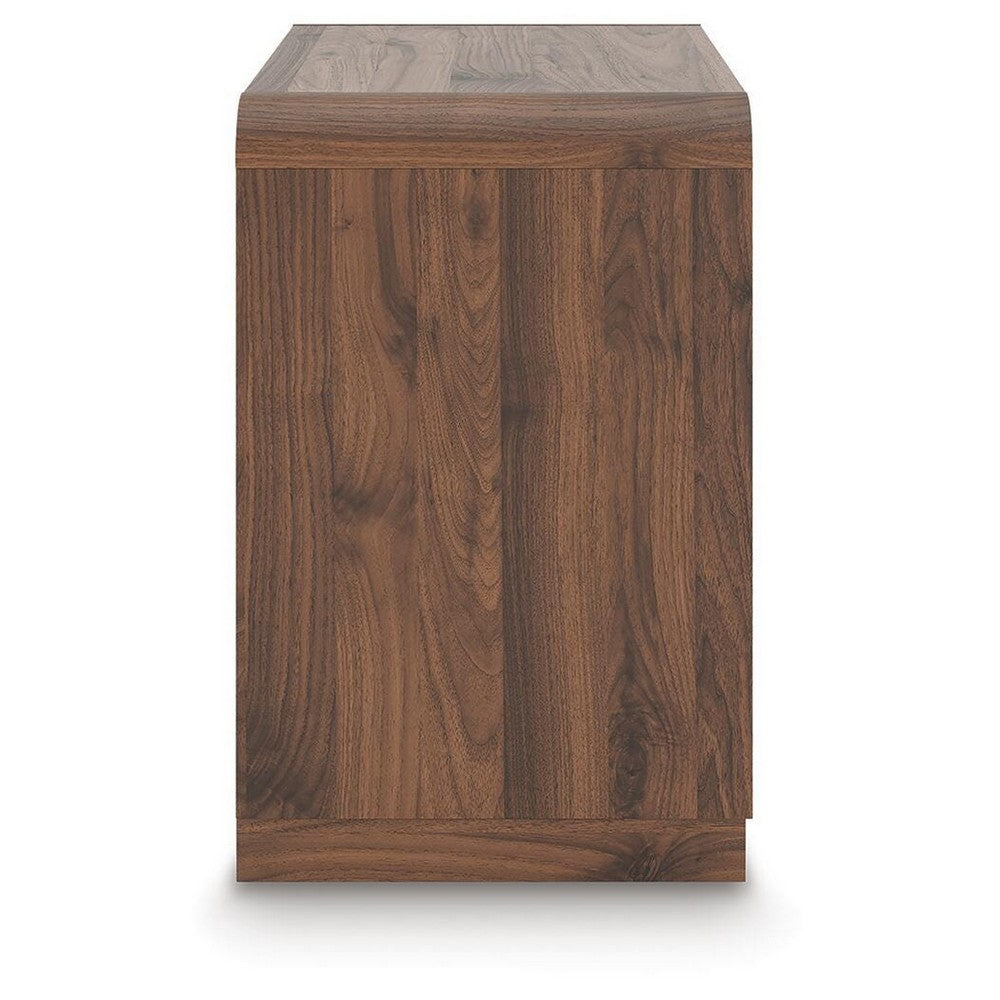 Fery Nightstand with 2 Drawers, Black Metal, Walnut Brown Wood 24 Inch-BM355697
