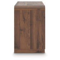 Fery Nightstand with 2 Drawers, Black Metal, Walnut Brown Wood 24 Inch-BM355697