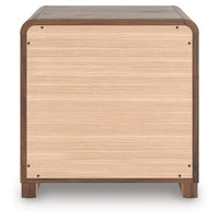 Fery Nightstand with 2 Drawers, Black Metal, Walnut Brown Wood 24 Inch-BM355697