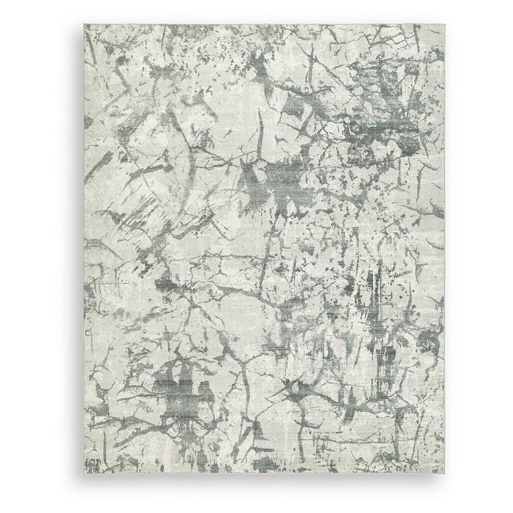 Toby Modern Washable Large Area Rug with Abstract Patterns, Gray Faux Fur 8x10