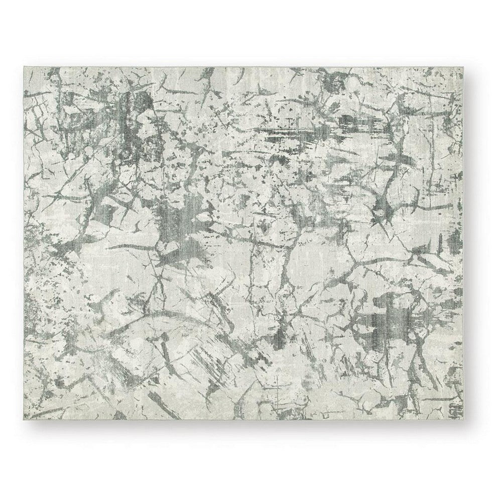 Toby Modern Washable Large Area Rug with Abstract Patterns, Gray Faux Fur 8x10