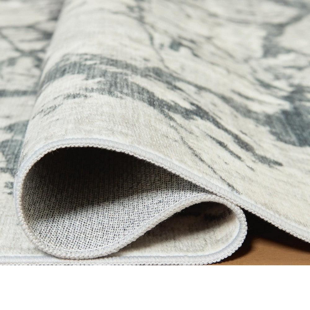 Toby Modern Washable Large Area Rug with Abstract Patterns, Gray Faux Fur 8x10