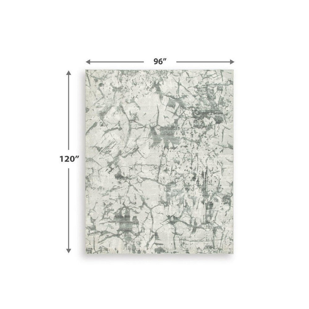 Toby Modern Washable Large Area Rug with Abstract Patterns, Gray Faux Fur 8x10