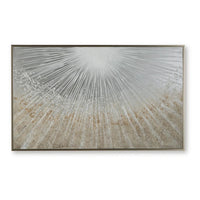 Waldy Wall Art with Abstract Sunbeam Design, Champagne Framed Canvas 36x60