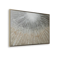 Waldy Wall Art with Abstract Sunbeam Design, Champagne Framed Canvas 36x60