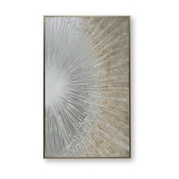 Waldy Wall Art with Abstract Sunbeam Design, Champagne Framed Canvas 36x60