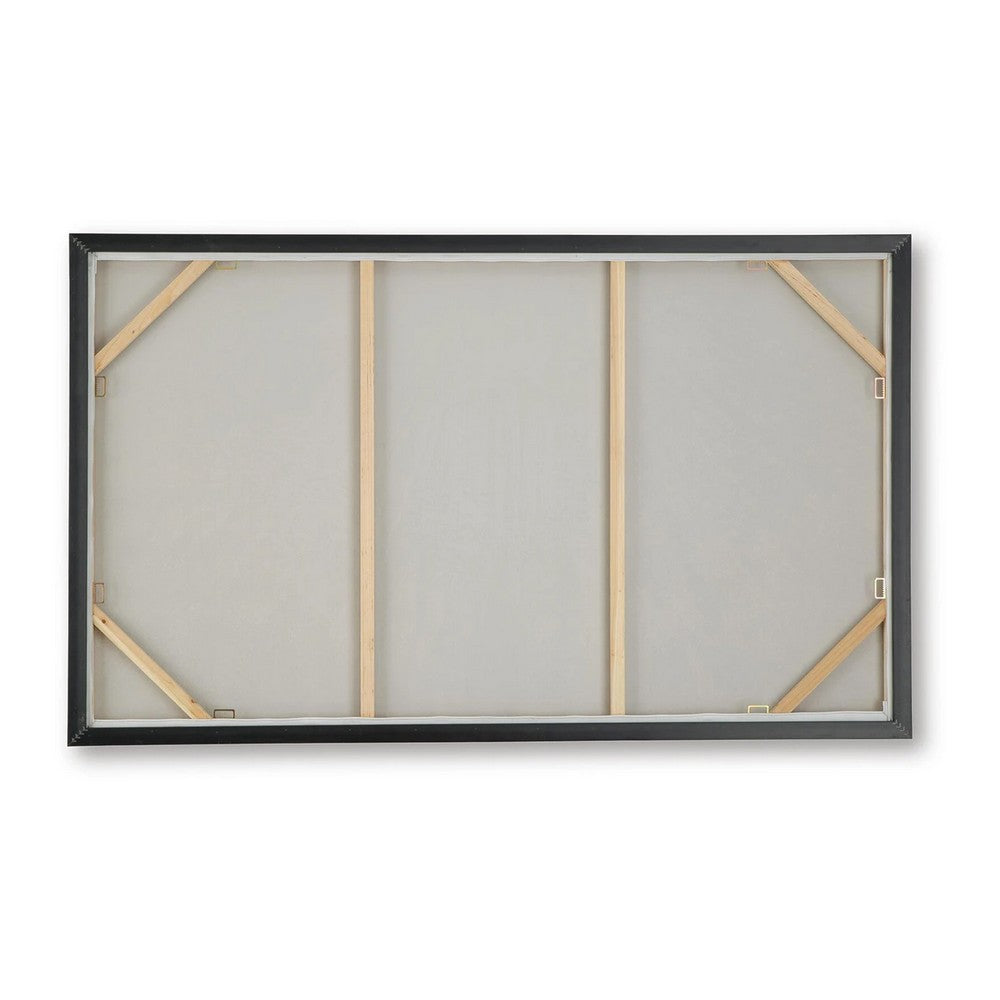 Waldy Wall Art with Abstract Sunbeam Design, Champagne Framed Canvas 36x60