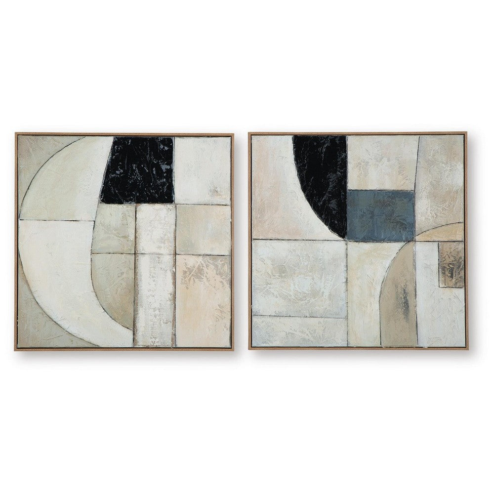 Bexy Abstract Wall Art, Set of 2, Geometric Accent, Multicolor Canvas 30x30