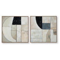 Bexy Abstract Wall Art, Set of 2, Geometric Accent, Multicolor Canvas 30x30