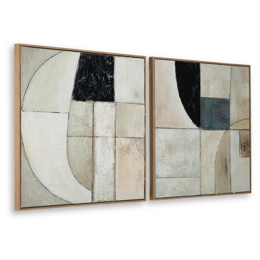 Bexy Abstract Wall Art, Set of 2, Geometric Accent, Multicolor Canvas 30x30