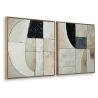 Bexy Abstract Wall Art, Set of 2, Geometric Accent, Multicolor Canvas 30x30