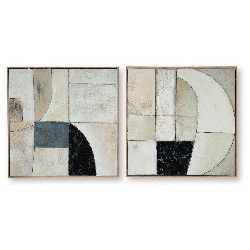 Bexy Abstract Wall Art, Set of 2, Geometric Accent, Multicolor Canvas 30x30