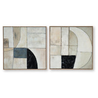 Bexy Abstract Wall Art, Set of 2, Geometric Accent, Multicolor Canvas 30x30
