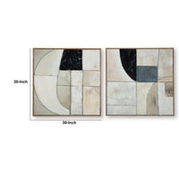 Bexy Abstract Wall Art, Set of 2, Geometric Accent, Multicolor Canvas 30x30