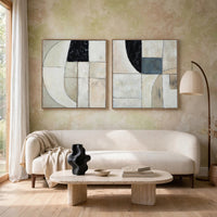 Bexy Abstract Wall Art, Set of 2, Geometric Accent, Multicolor Canvas 30x30