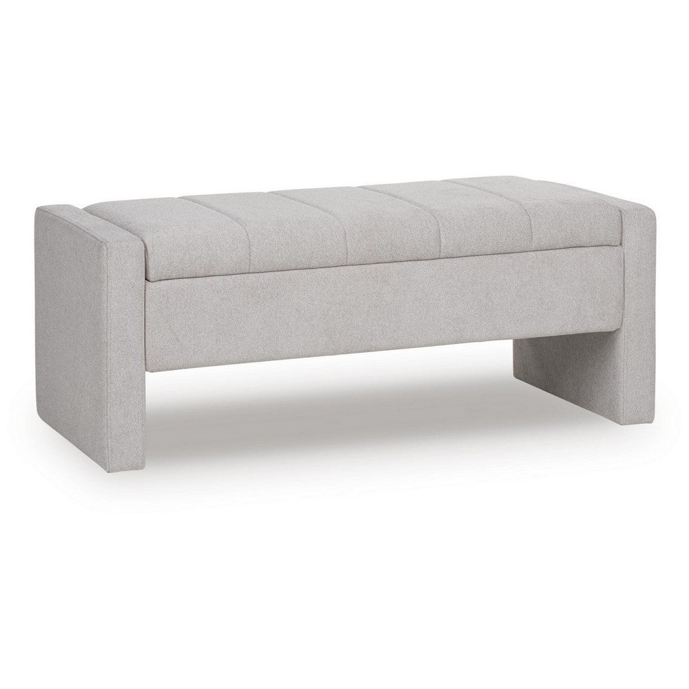 Aksa Modern Bench with Hidden Storage, Gray Channel-Tufted Polyester 50 Inch - BM355705