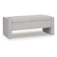 Aksa Modern Bench with Hidden Storage, Gray Channel-Tufted Polyester 50 Inch - BM355705