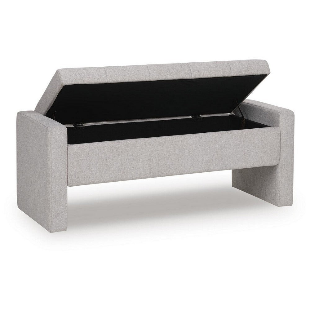 Aksa Modern Bench with Hidden Storage, Gray Channel-Tufted Polyester 50 Inch - BM355705