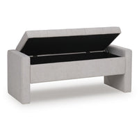 Aksa Modern Bench with Hidden Storage, Gray Channel-Tufted Polyester 50 Inch - BM355705