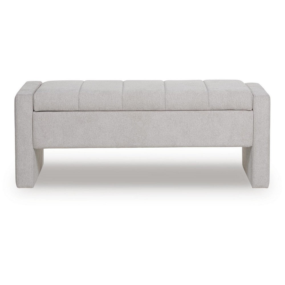 Aksa Modern Bench with Hidden Storage, Gray Channel-Tufted Polyester 50 Inch - BM355705