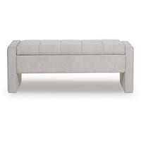 Aksa Modern Bench with Hidden Storage, Gray Channel-Tufted Polyester 50 Inch - BM355705