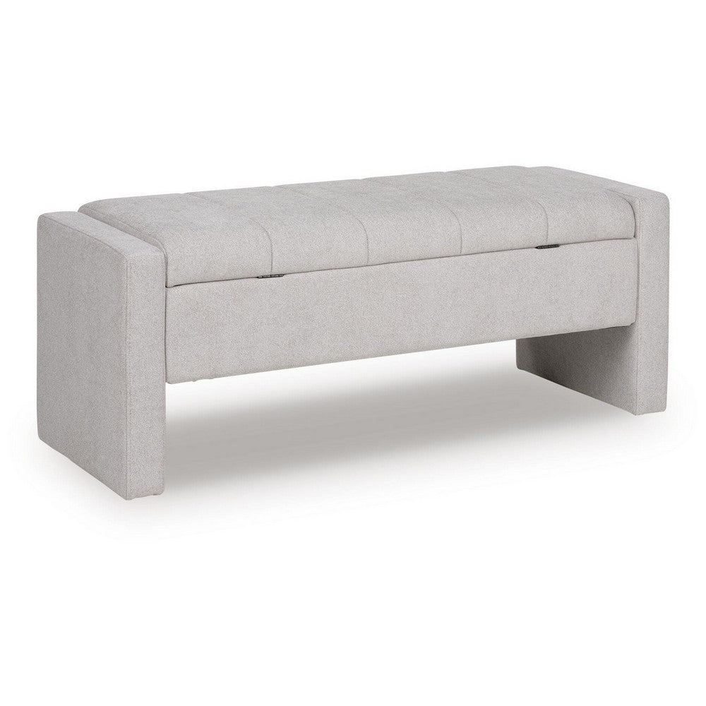 Aksa Modern Bench with Hidden Storage, Gray Channel-Tufted Polyester 50 Inch - BM355705