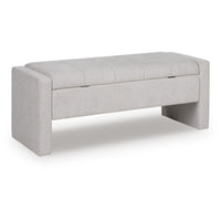 Aksa Modern Bench with Hidden Storage, Gray Channel-Tufted Polyester 50 Inch - BM355705