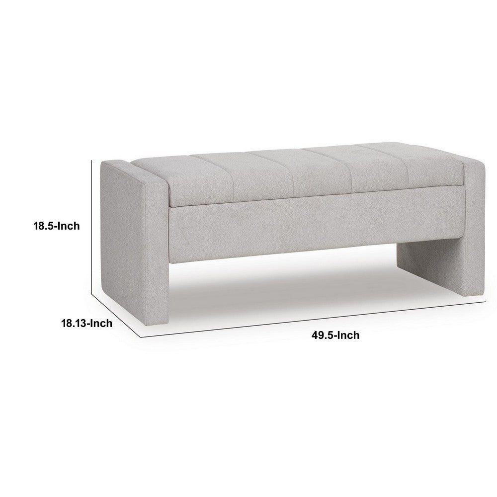 Aksa Modern Bench with Hidden Storage, Gray Channel-Tufted Polyester 50 Inch - BM355705
