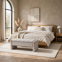 Aksa Modern Bench with Hidden Storage, Gray Channel-Tufted Polyester 50 Inch - BM355705
