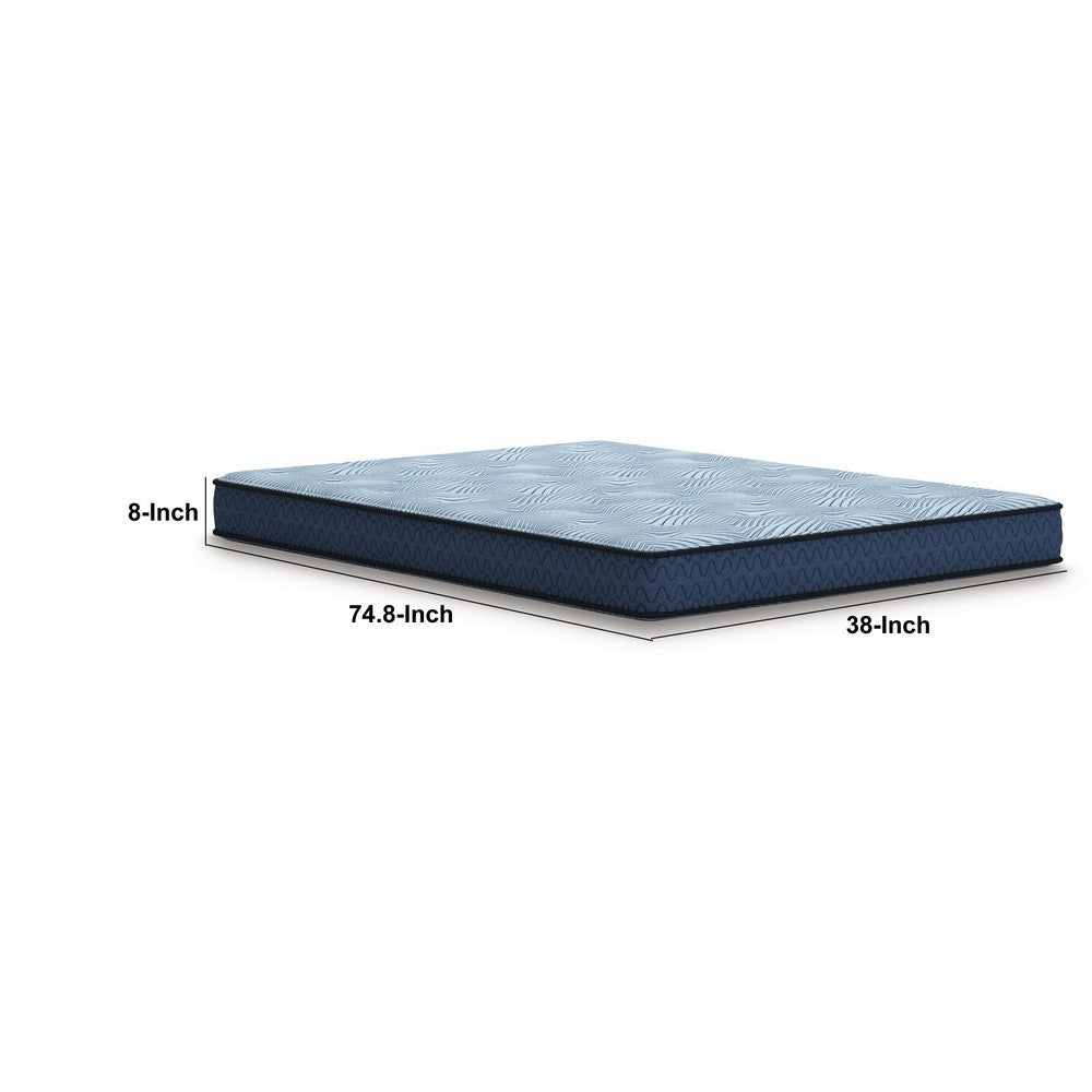 Peko Hybrid Twin Mattress with Bonnell Coil System, Light Blue Fabric 8 Inch - BM355706