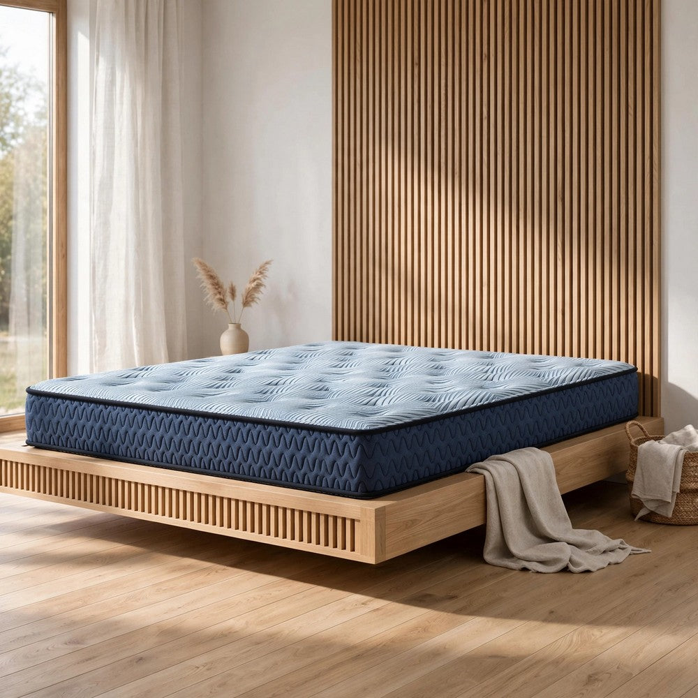 Peko Hybrid Twin Mattress with Bonnell Coil System, Light Blue Fabric 8 Inch - BM355706