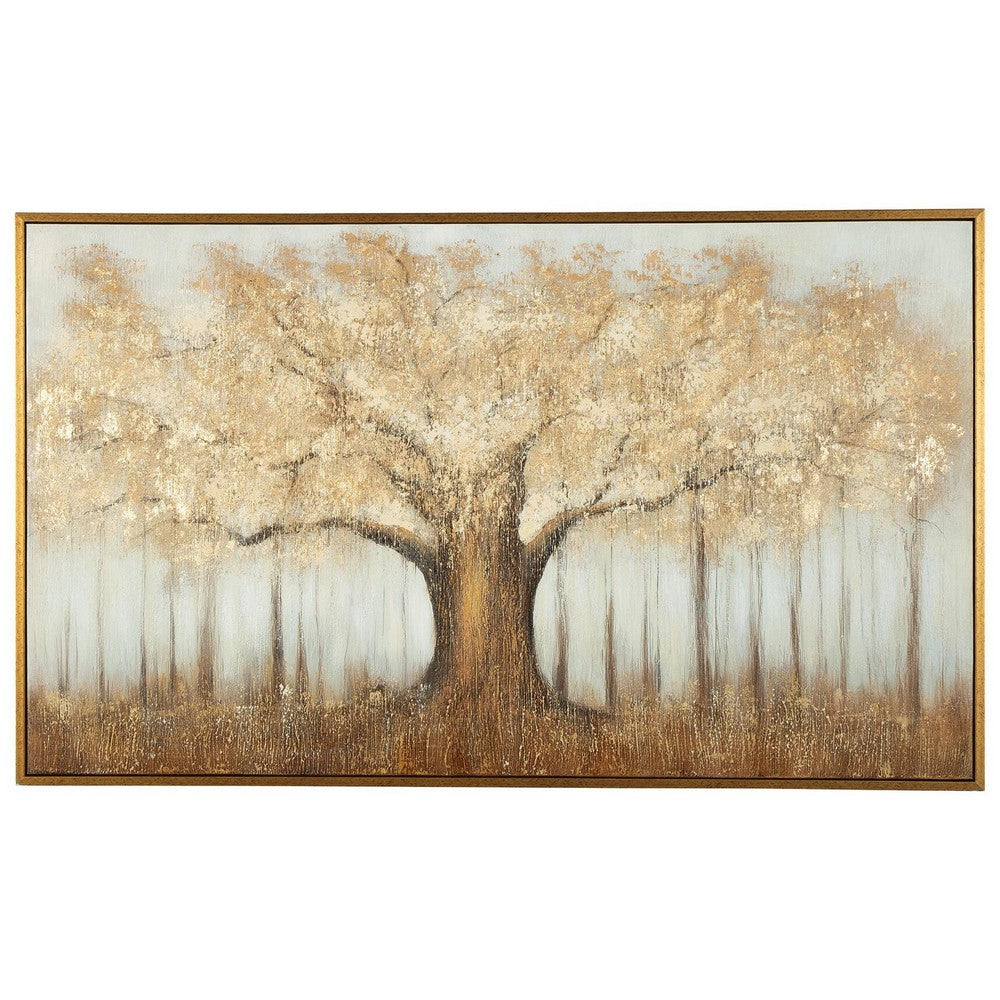 Davy Autumn-Tree Wall Art with Gold Foil Accent, Brown, Canvas 36x60