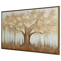 Davy Autumn-Tree Wall Art with Gold Foil Accent, Brown, Canvas 36x60